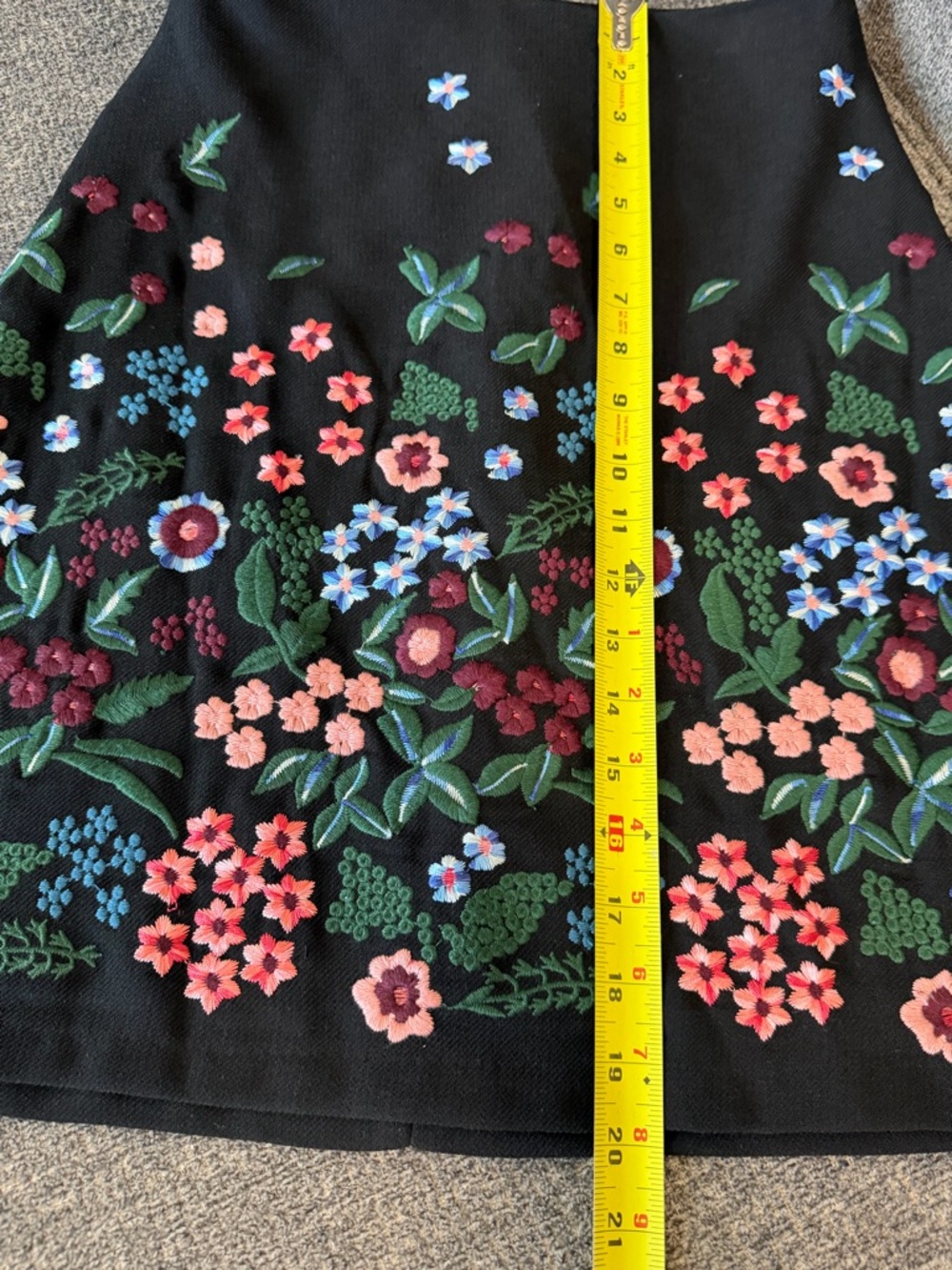 Zara Woman Floral Embroidered Black Mini Skirt A-Line Size XS/S - Picture 5 of 12